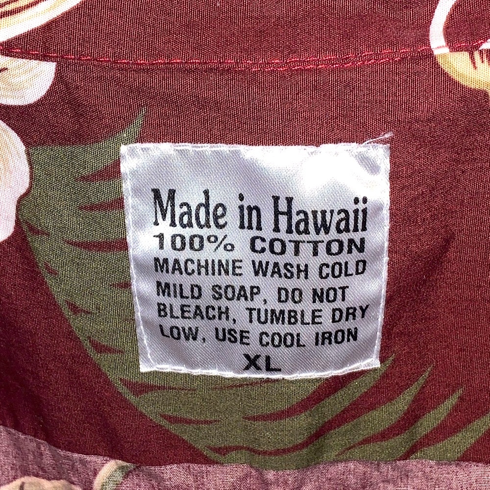 🎁Like New Vintage Made in Hawaii Men's Red Burgundy Button Down Shirt- XL - Picture 3 of 8